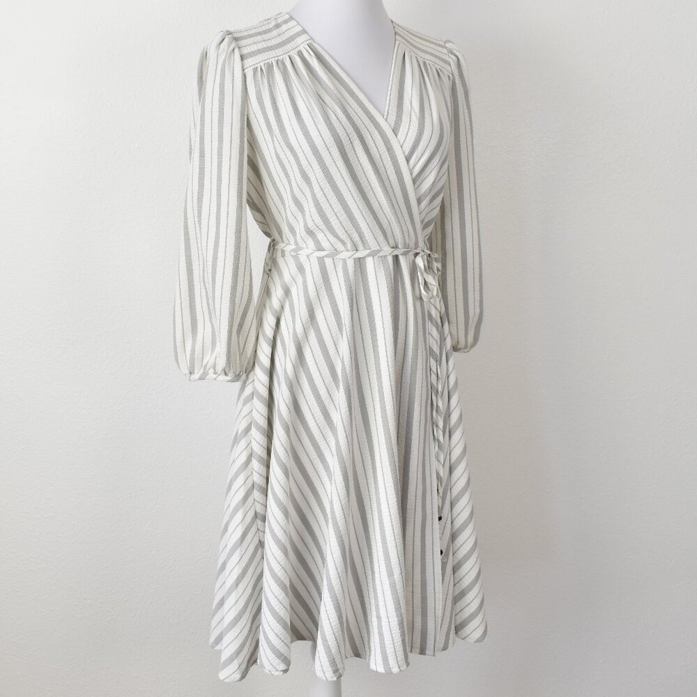 Calvin Klein Striped Wrap Style Dress - 8 - Picture 4 of 9